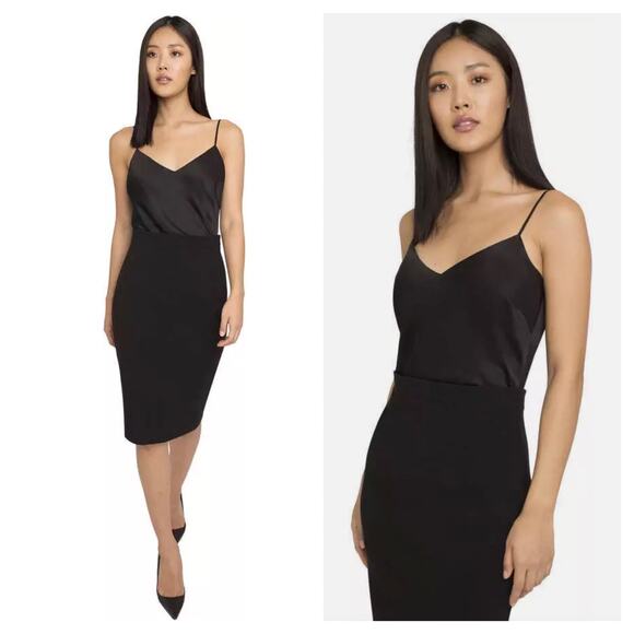 Black Halo Dresses & Skirts - Black Halo Teagun Dress Black Knee Length Sheath Size 6 Satin Sleeveless